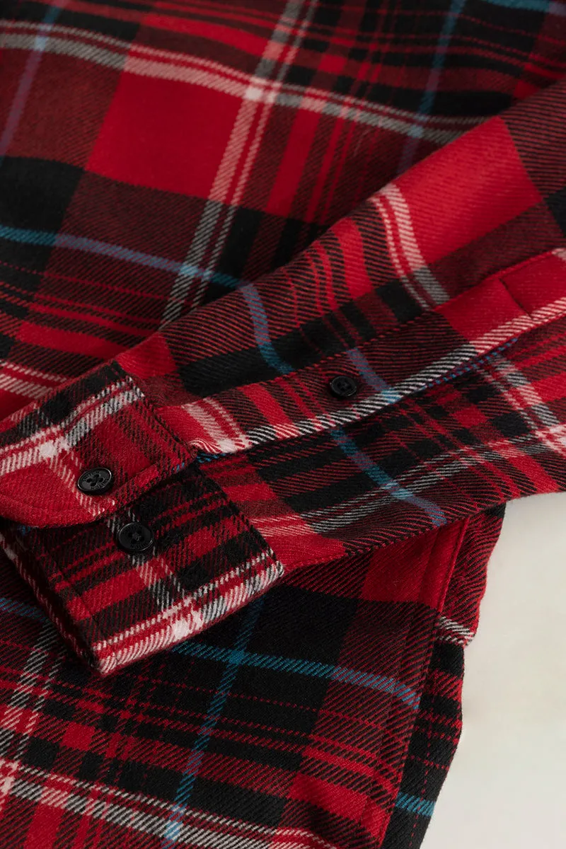 Bold Dupplin Flannel Checks Red Shirt