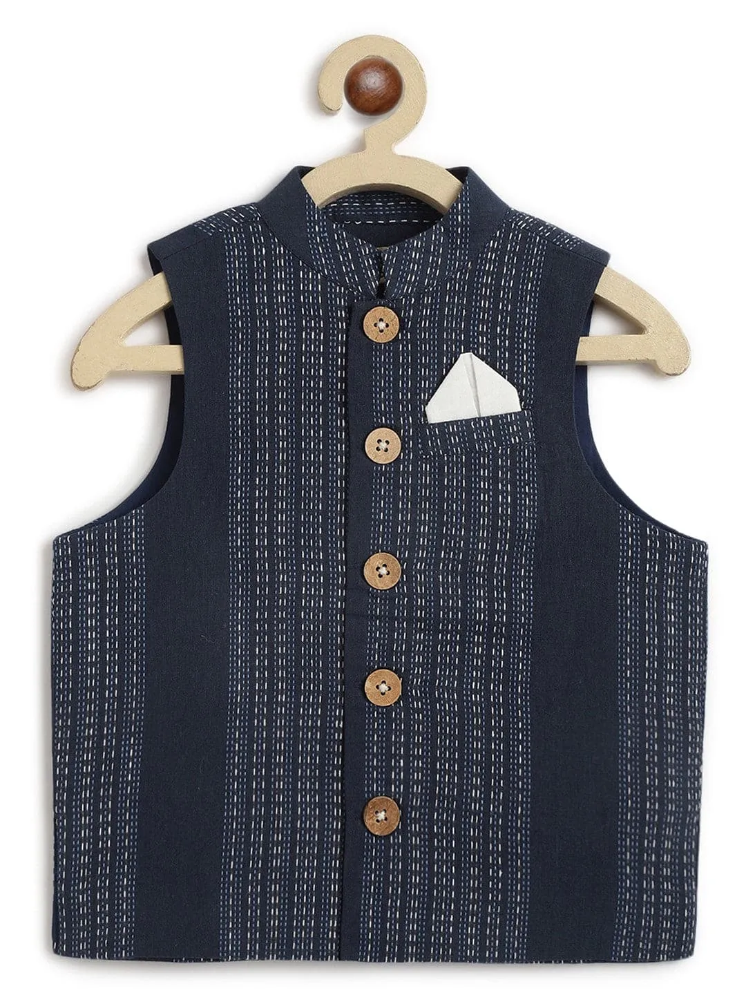 Boy Self Stripes Bundi Jacket - Blue