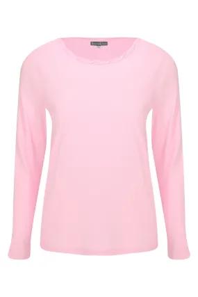 Braid & stud detail round neck Top | PETAL PINK | 6571ZR