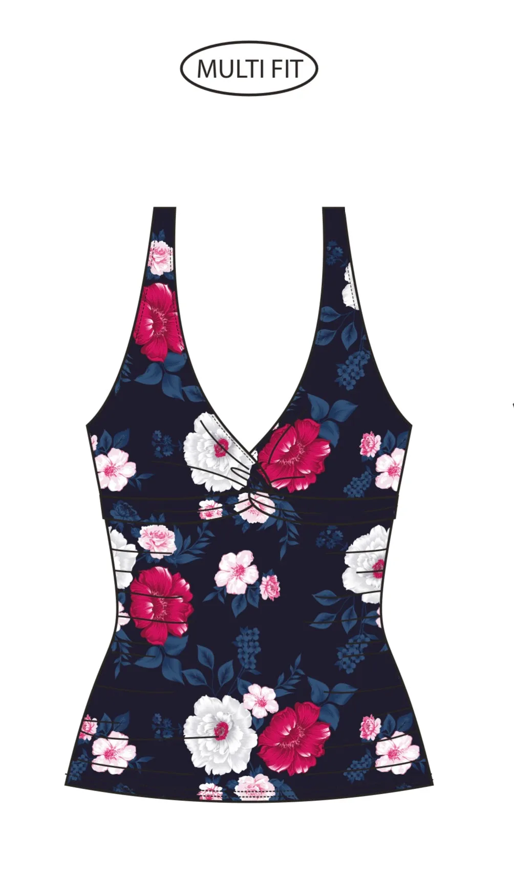 BS Swimwear Navy Romantic Roses Tankini