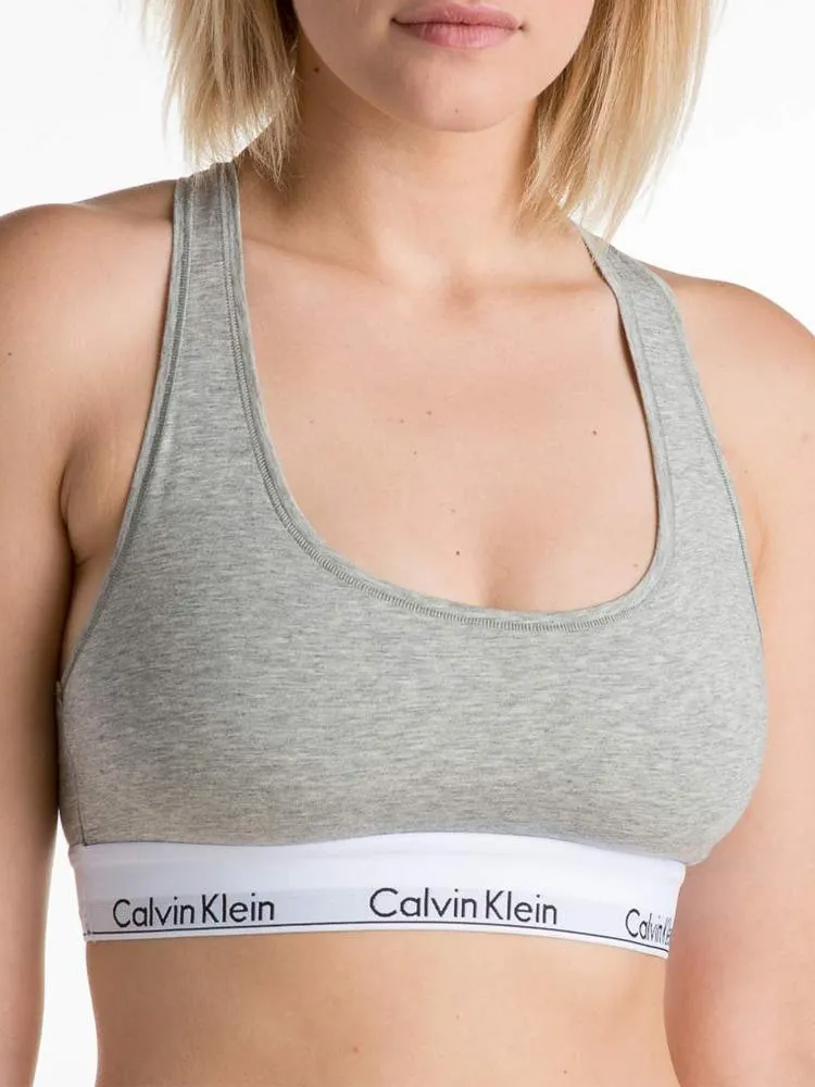 Calvin Klein Modern Cotton Bralette - Grey / White