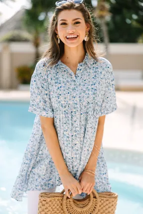 Can't Leave You Behind Blue Floral Tunic