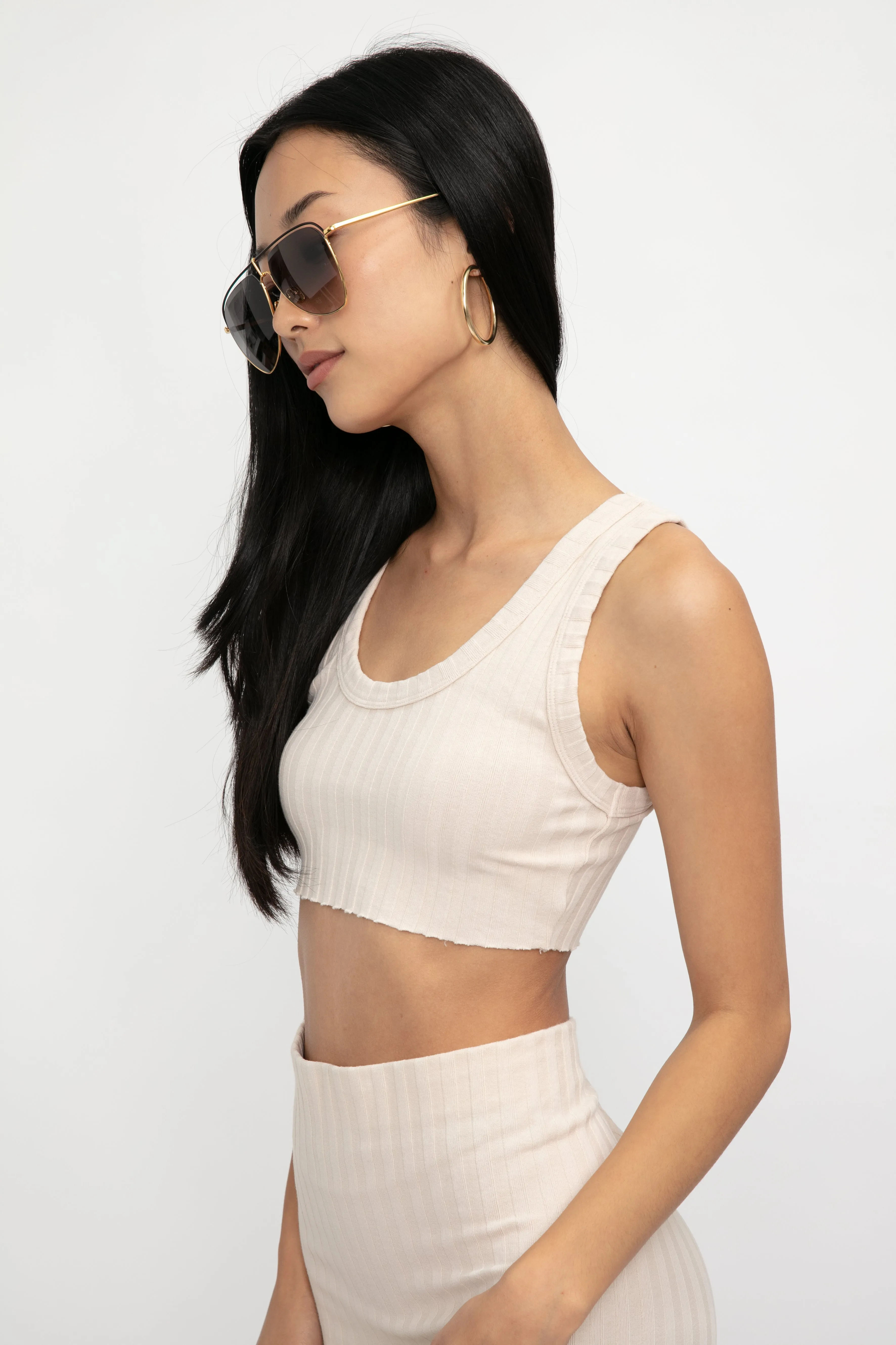 Capri Crop Tank in Oatmeal