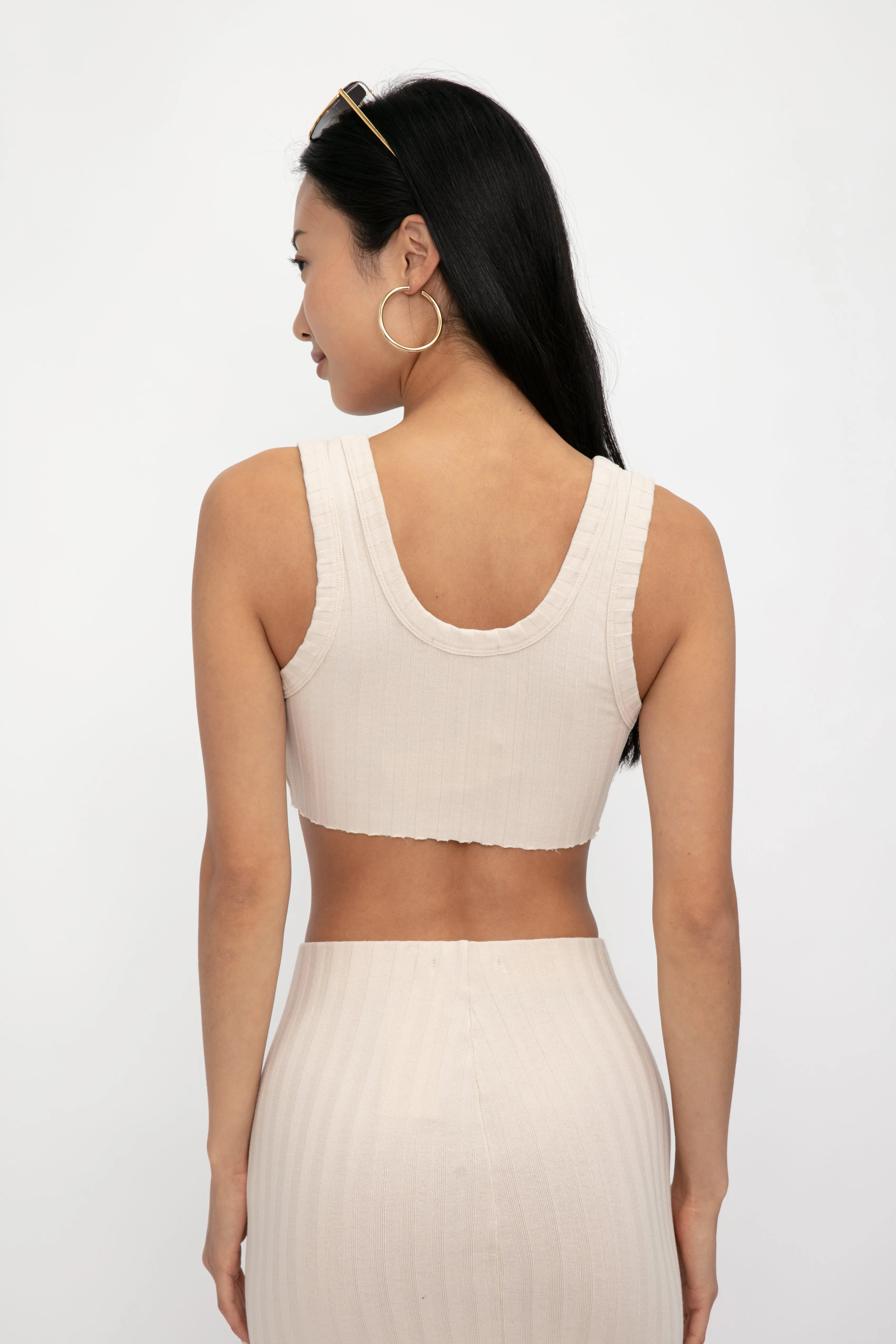 Capri Crop Tank in Oatmeal