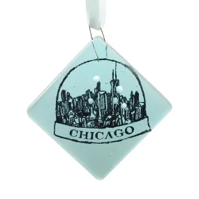 Chicago Snowglobe Glass Ornament