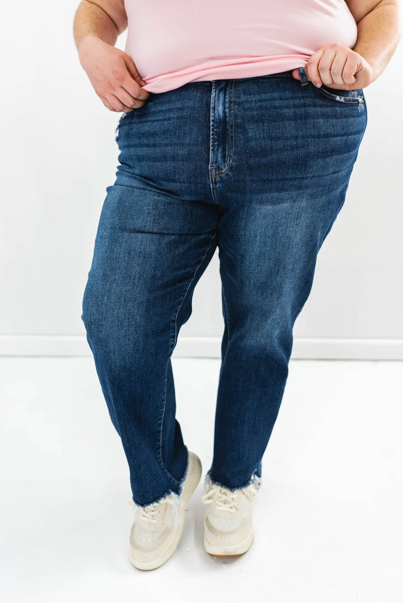 Colby Curvy Step Hem Straight Jeans