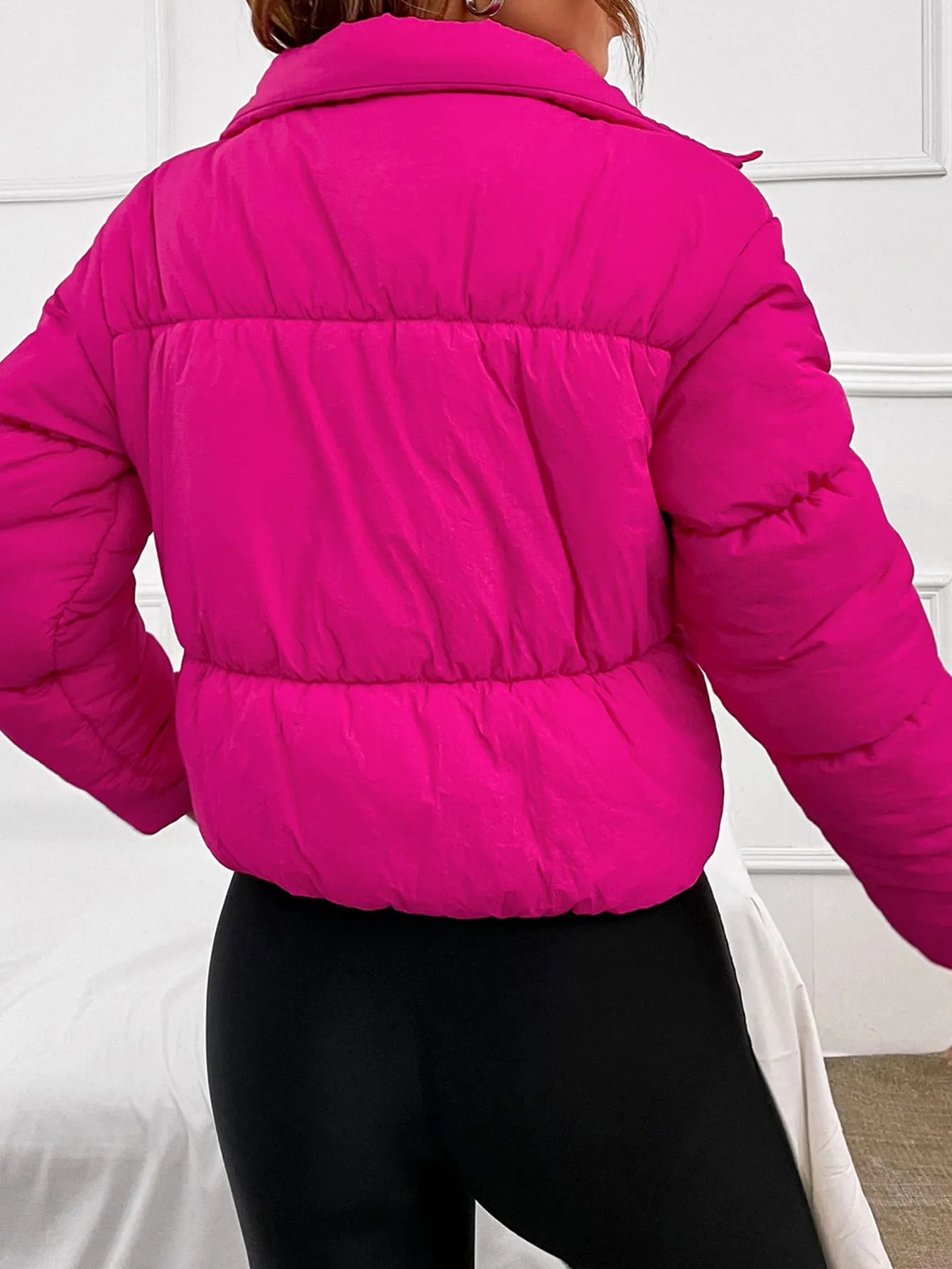 Collar Zip Up Puffer Coat