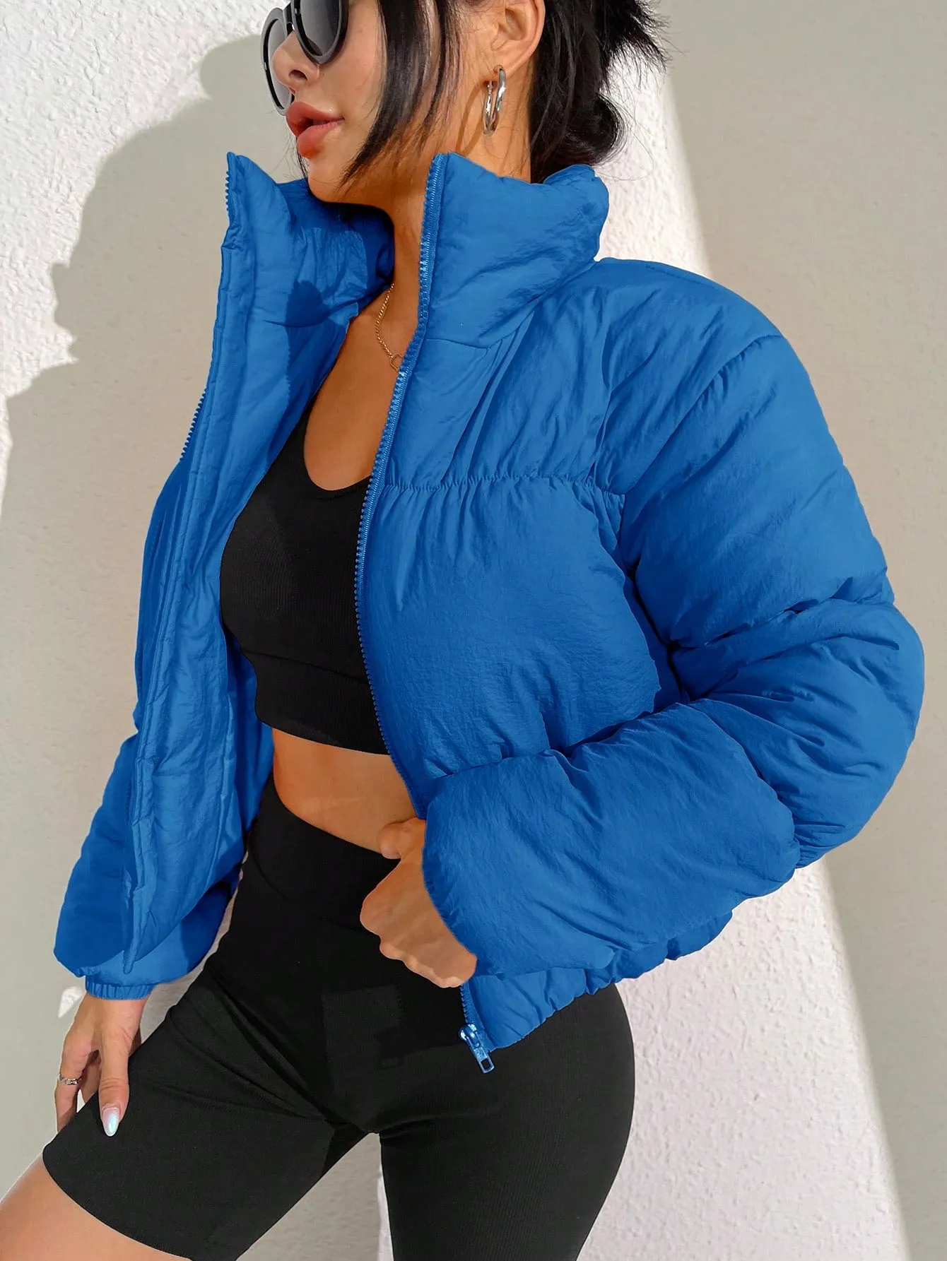 Collar Zip Up Puffer Coat