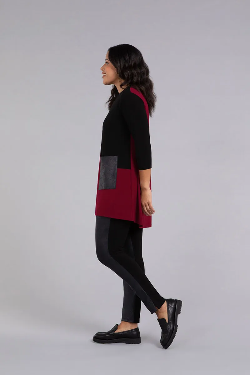 Colour Block Patch Pocket Tunic | Bloodstone/Blk