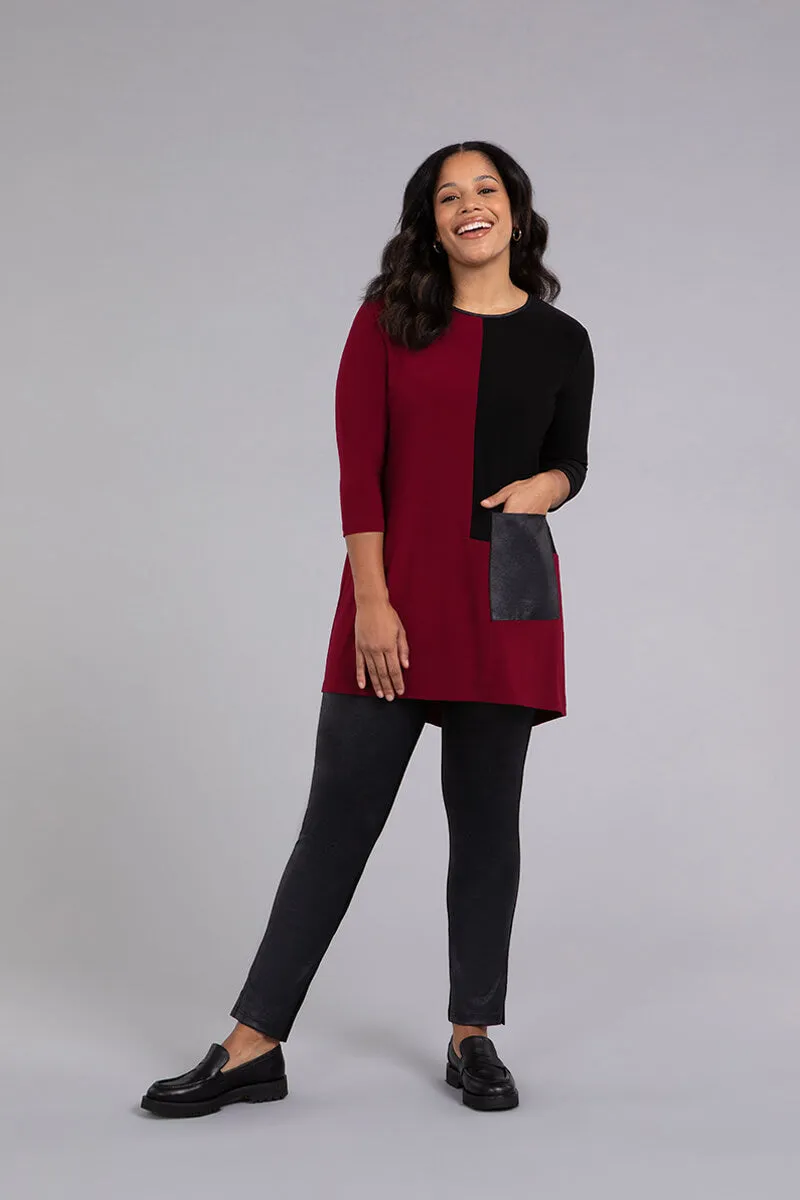 Colour Block Patch Pocket Tunic | Bloodstone/Blk