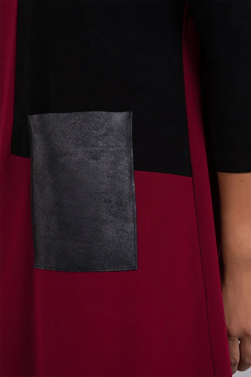 Colour Block Patch Pocket Tunic | Bloodstone/Blk