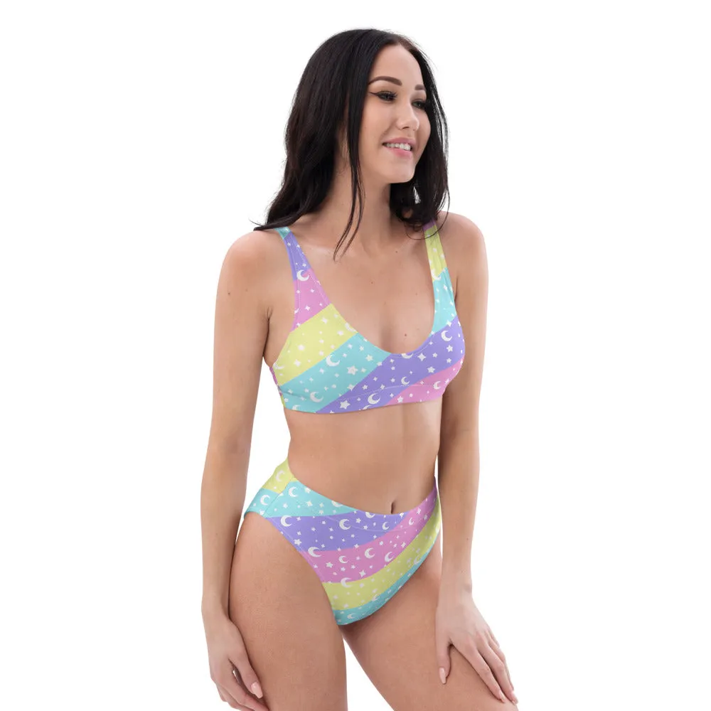 Cosmic Rainbow High-Waisted Bikini