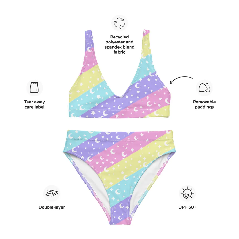 Cosmic Rainbow High-Waisted Bikini