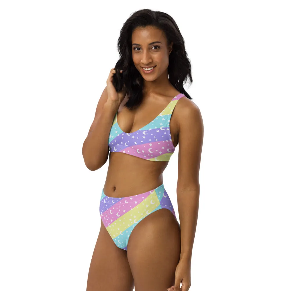 Cosmic Rainbow High-Waisted Bikini