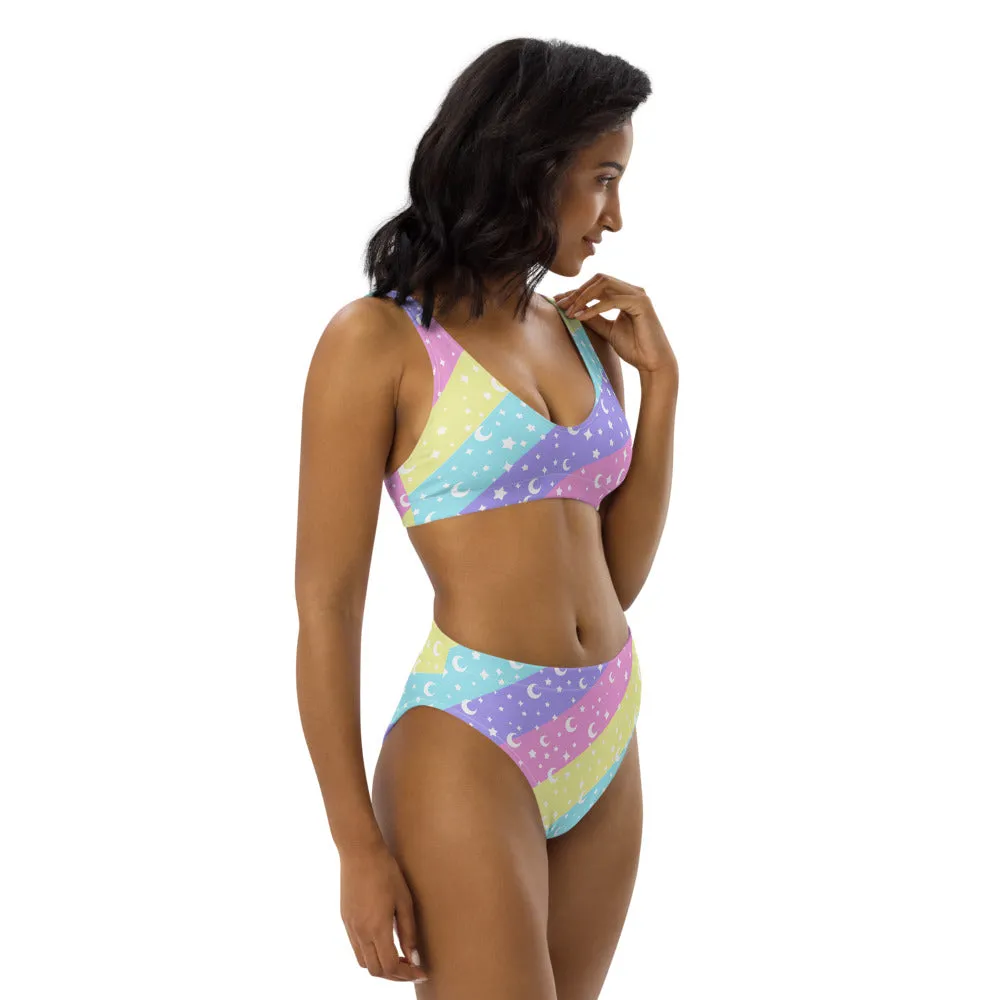 Cosmic Rainbow High-Waisted Bikini