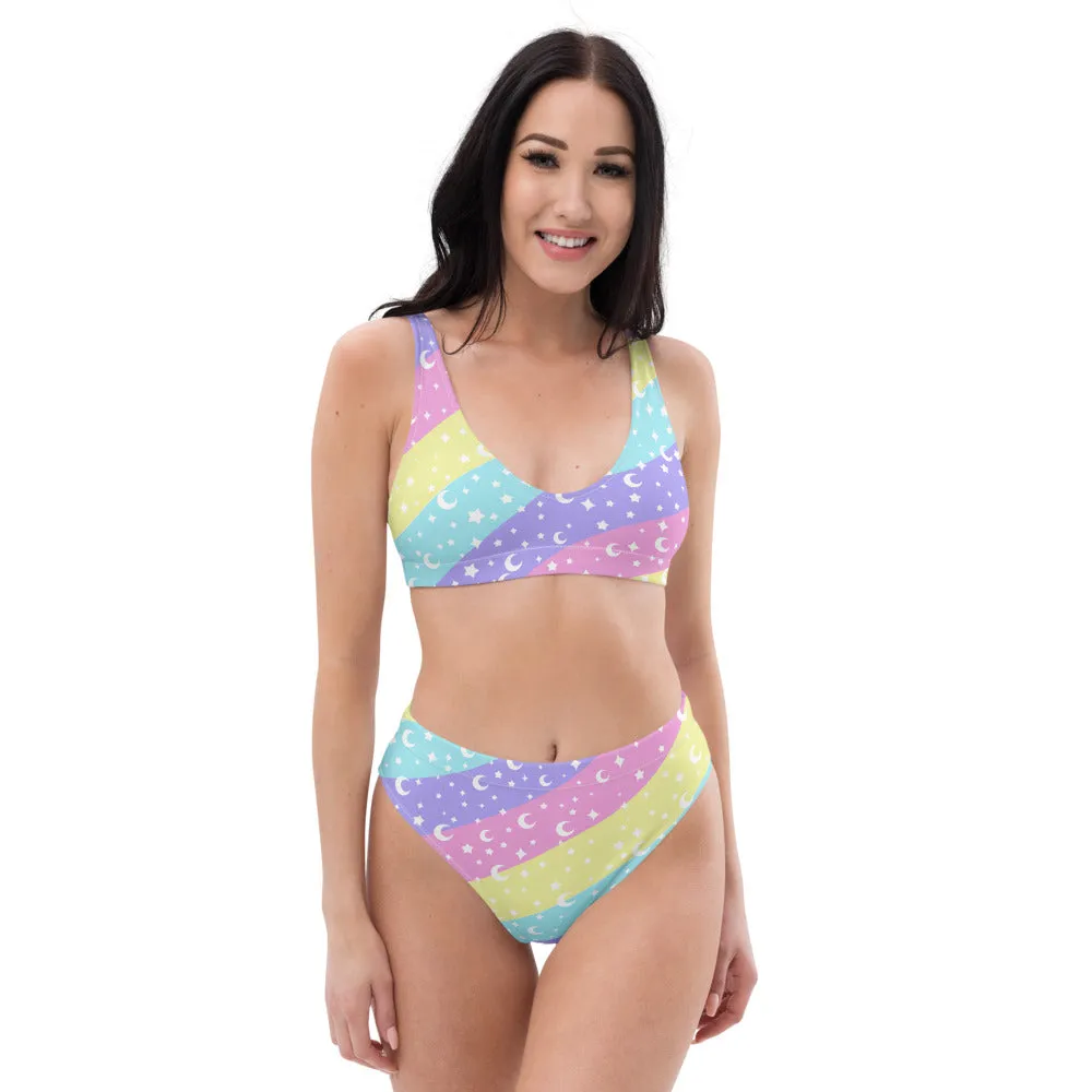 Cosmic Rainbow High-Waisted Bikini