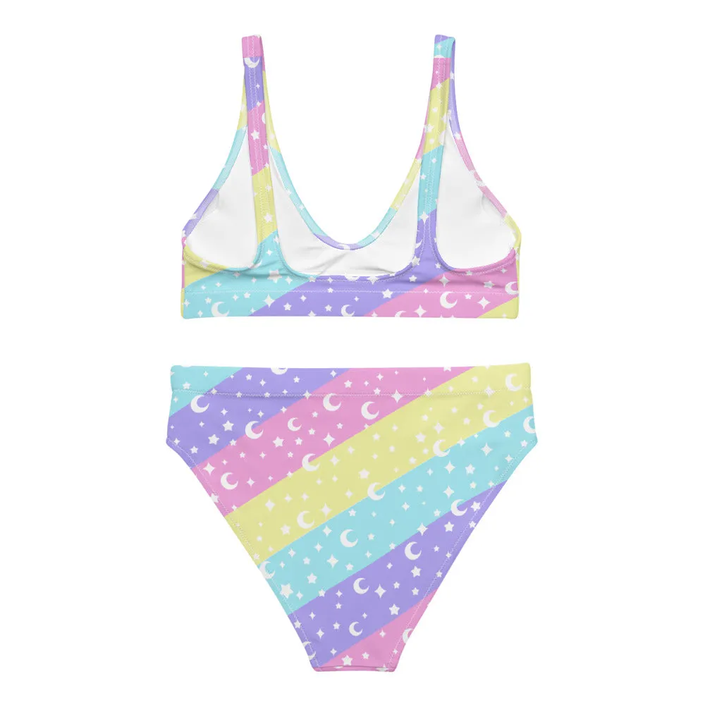 Cosmic Rainbow High-Waisted Bikini