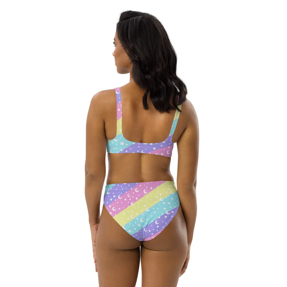 Cosmic Rainbow High-Waisted Bikini