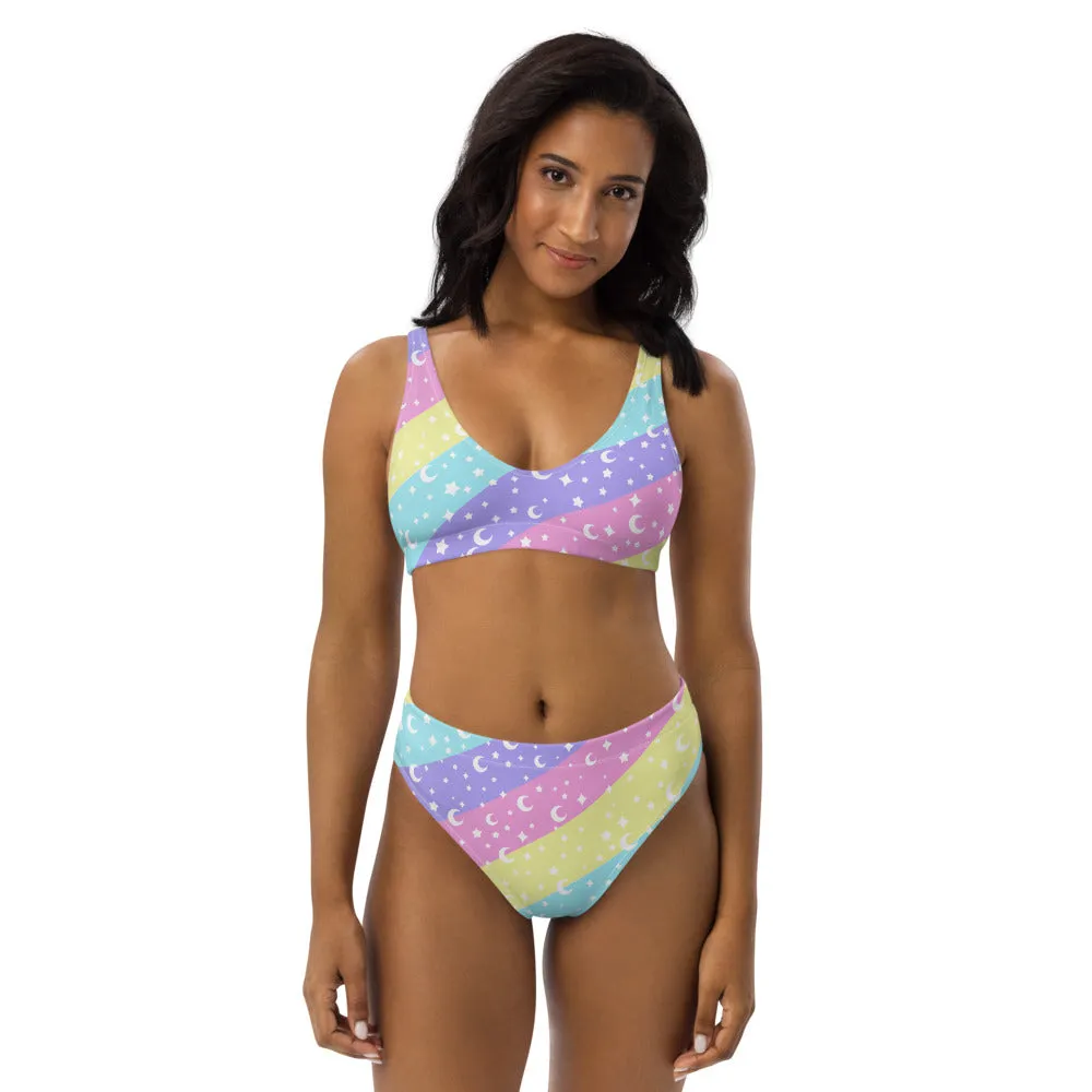 Cosmic Rainbow High-Waisted Bikini