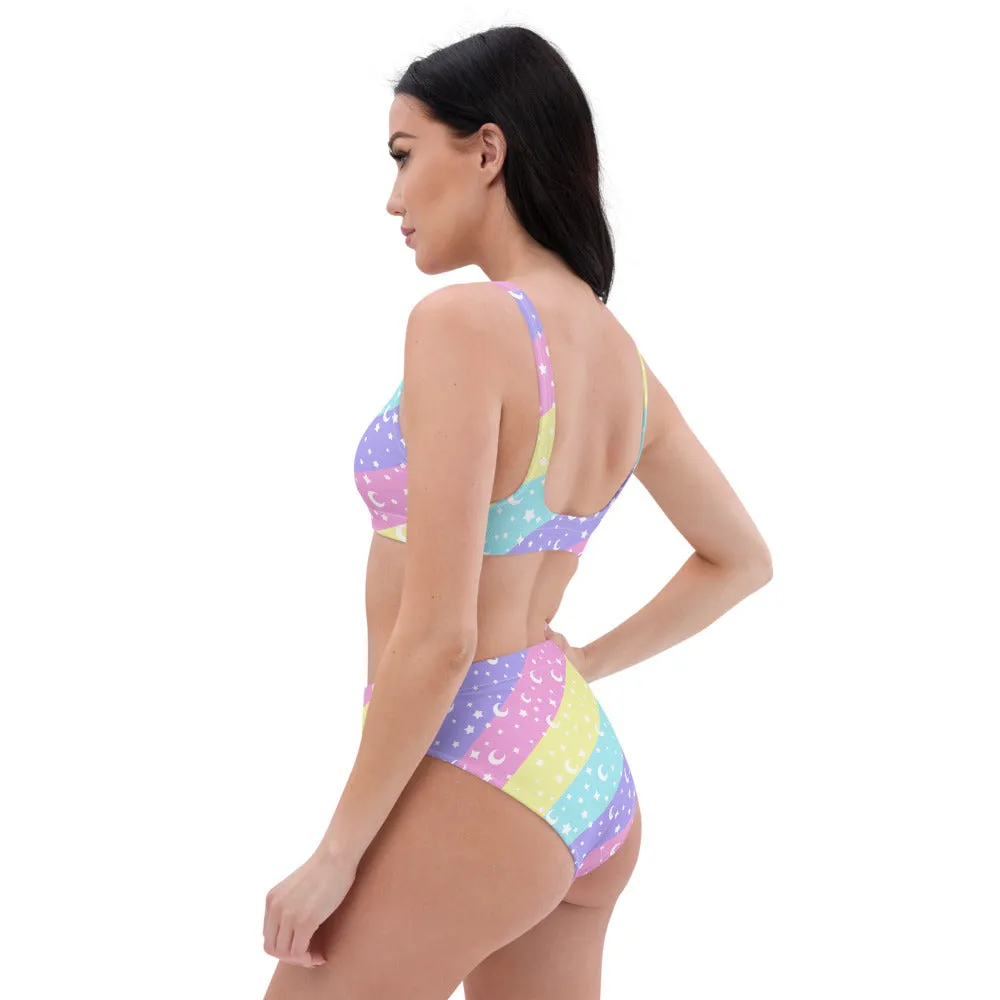 Cosmic Rainbow High-Waisted Bikini