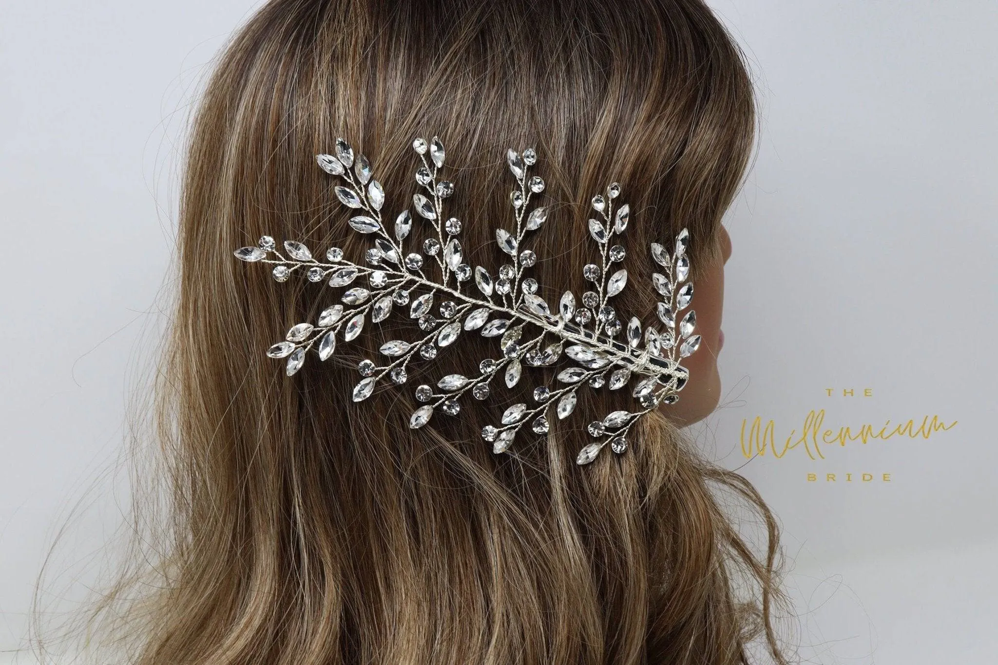 Crystal Vine Leaves Hair Clip, Bridal Hair Accessories, Bridesmaid Gift, Wedding Hair Accessory, Bridal Large Hair Clip