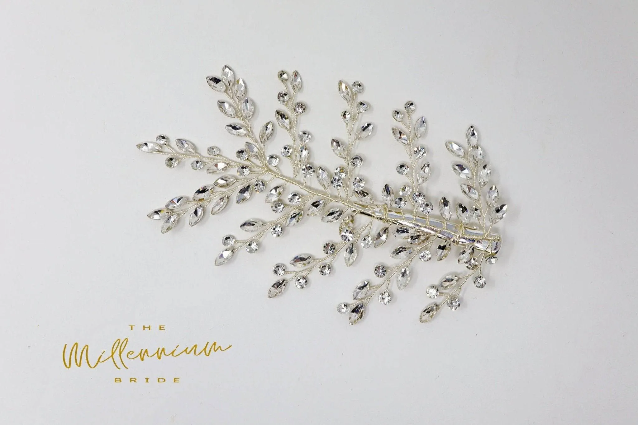 Crystal Vine Leaves Hair Clip, Bridal Hair Accessories, Bridesmaid Gift, Wedding Hair Accessory, Bridal Large Hair Clip