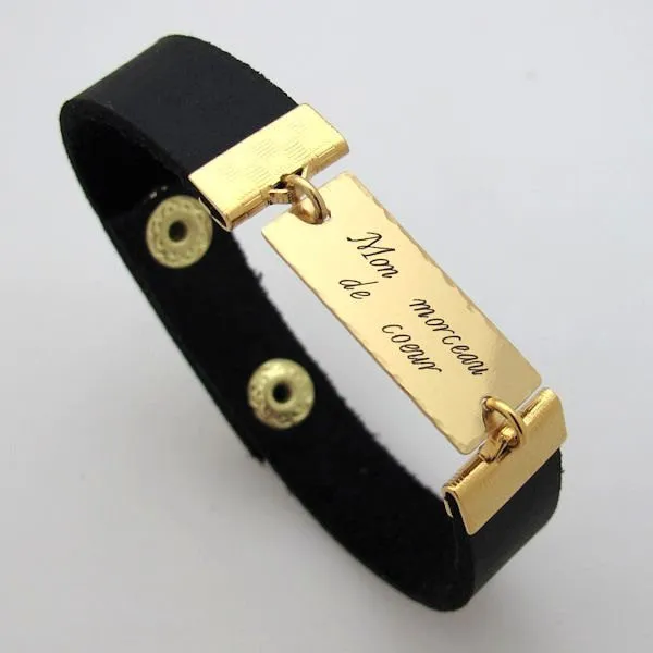 Custom Nameplate Leather Cuff for Men