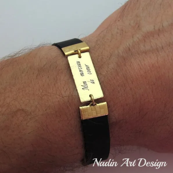 Custom Nameplate Leather Cuff for Men