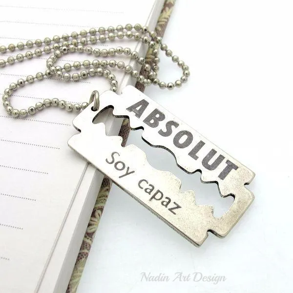 Custom Razor Blade Pendant Necklace for Men