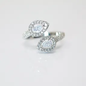 CZ Falling Drops As One Proposal Ring, Statement Ring, Engagement Ring.