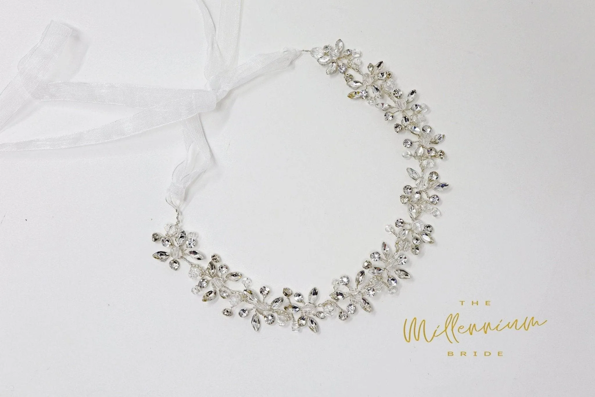 Dainty Rhinestones Crystal Vine Leaves Headband, Bridal Hair Vine, Delicate Headband, Hair accessories.