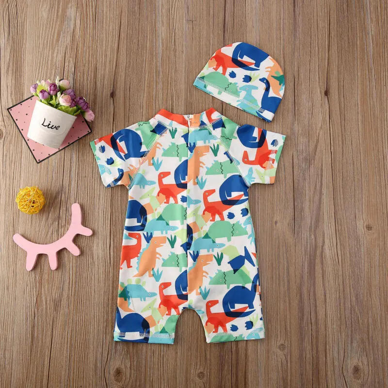 DINOSAUR Swimsuit with Cap