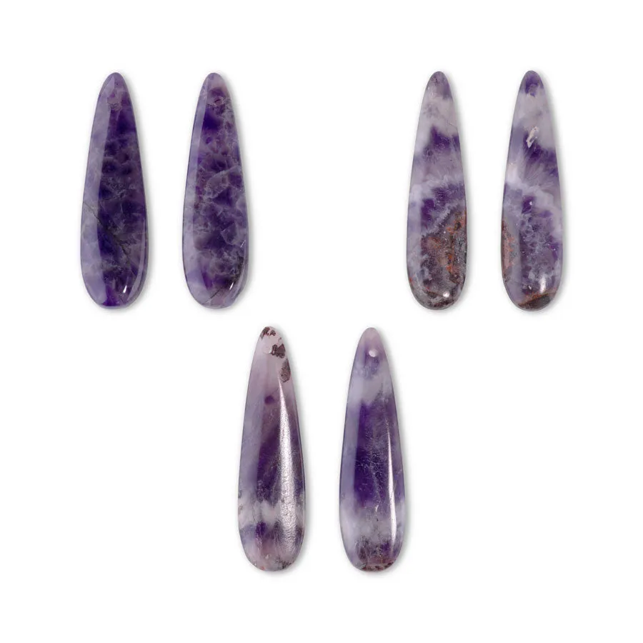 Dog Teeth Amethyst 12x45mm Drop Pair - Pendant