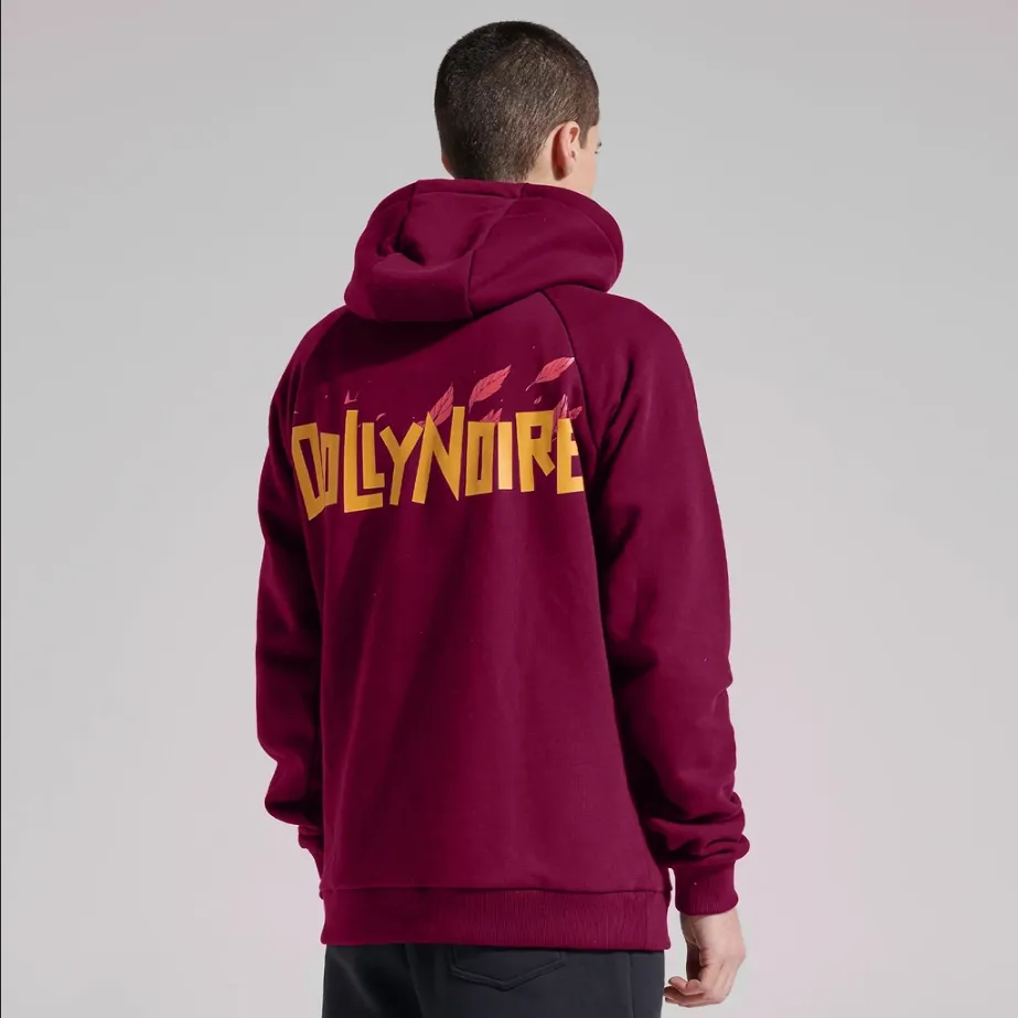 Dolly Noire Hooded Sweatshirt Logo Leaves Hoodie sw034 sa 03 Bordeaux