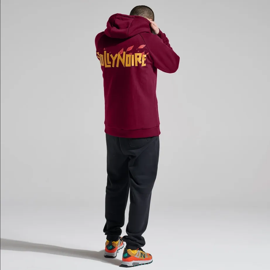 Dolly Noire Hooded Sweatshirt Logo Leaves Hoodie sw034 sa 03 Bordeaux