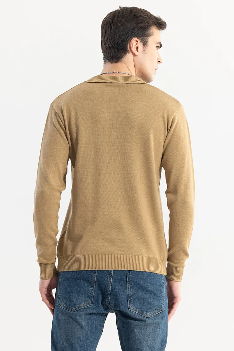 EliteEdge Brown Full Sleeve Polo