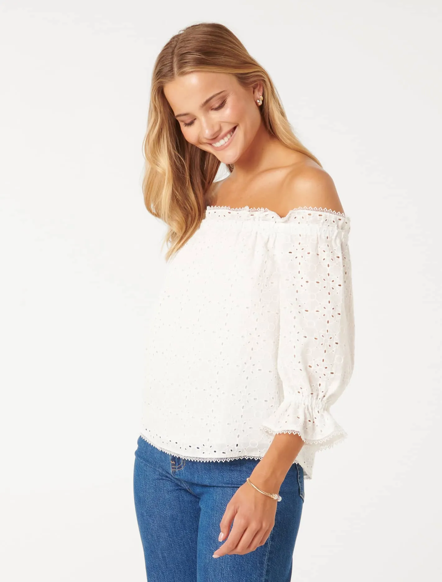 Enid Embroidered Bardot Top