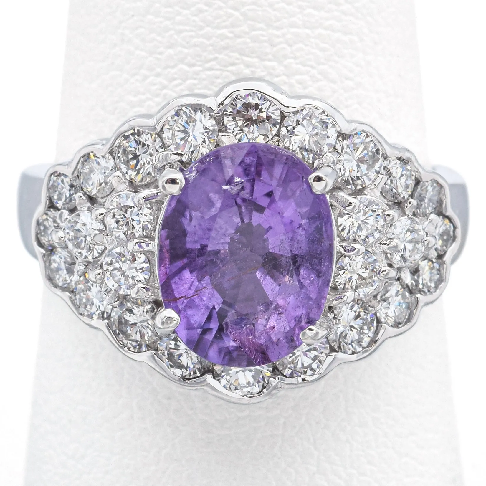 Estate 18K White Gold 2.19 Ct Purple Cuprian & 1.50 TCW Diamond Cocktail Ring