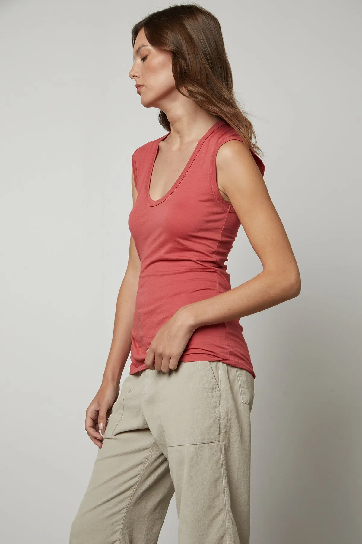 ESTINA GAUZY WHISPER FITTED TANK TOP