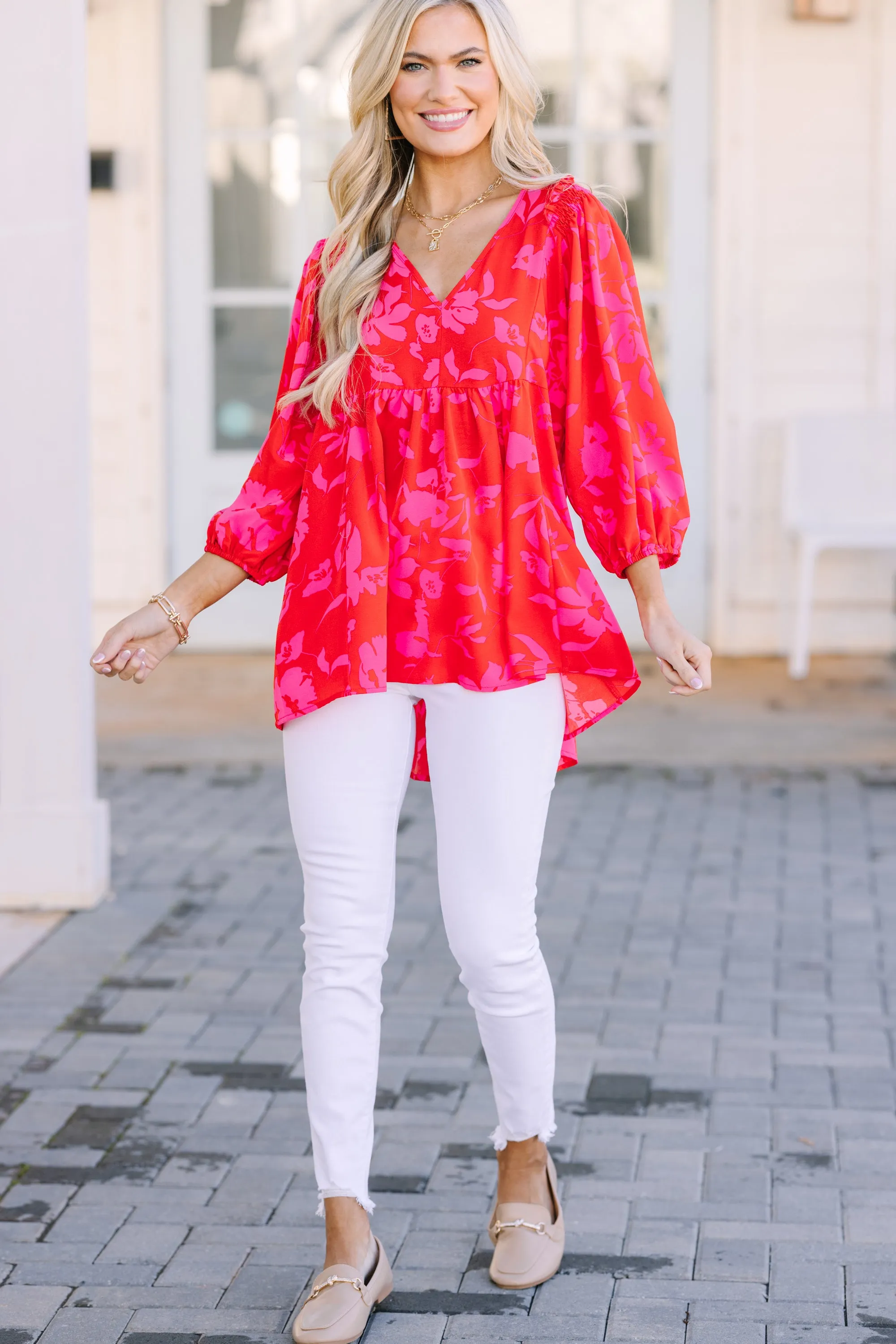 Feeling Wild Fuchsia Pink Floral Tunic