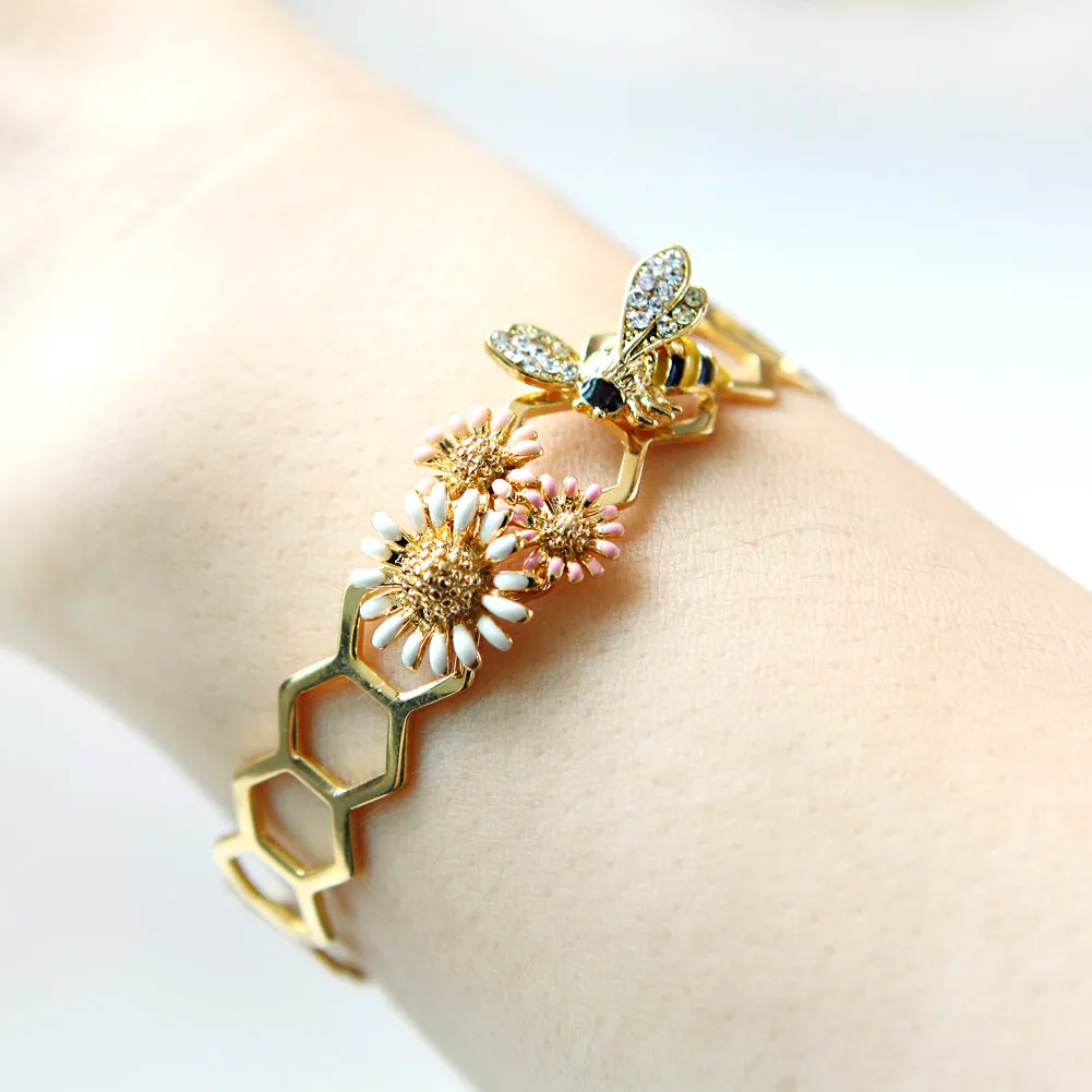 Flower and Honeycomb Bangle