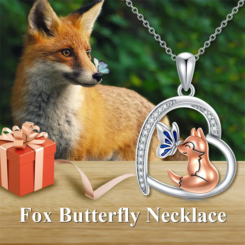 Fox Necklace 925 Sterling Silver Animal Necklace Cute Animal Jewelry Gifts for Women Girls