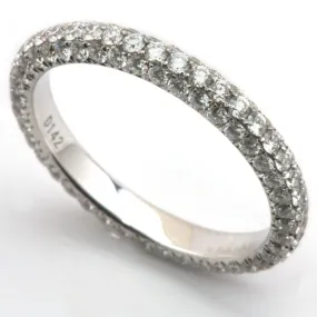 French Pave Diamond Eternity Band Anniversary Ring 1.42 Carats 18K