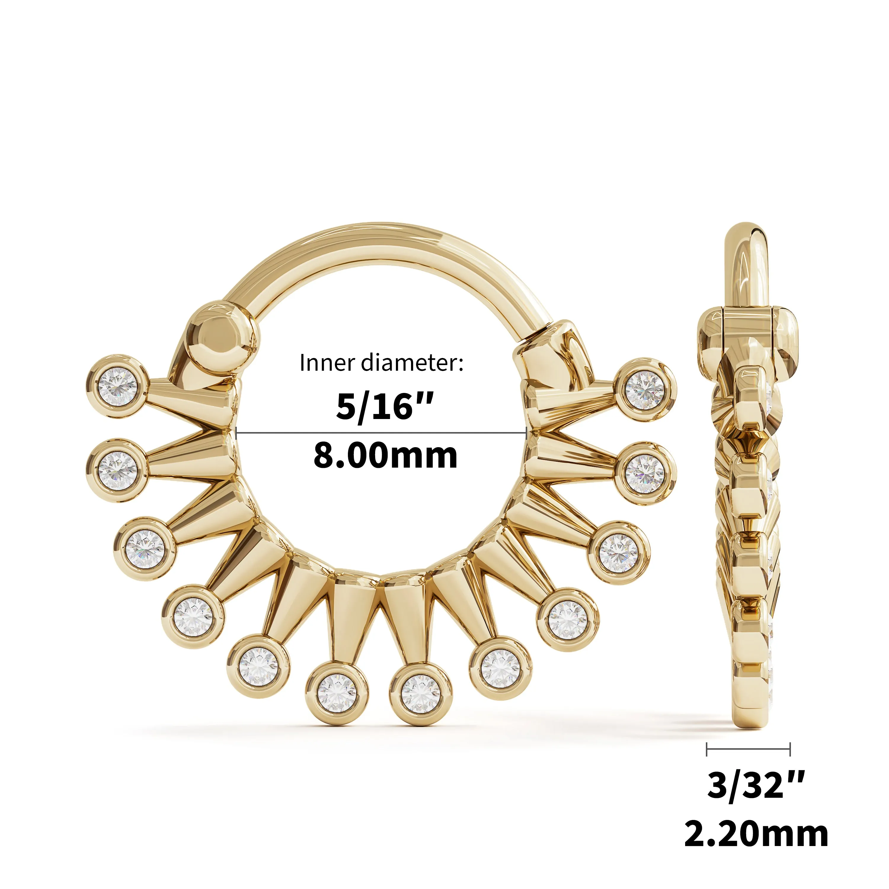 Genuine Diamond Gold Daith Ring