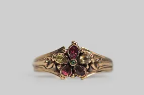 Georgian Garnet & Chrysoberyl Pansy Ring