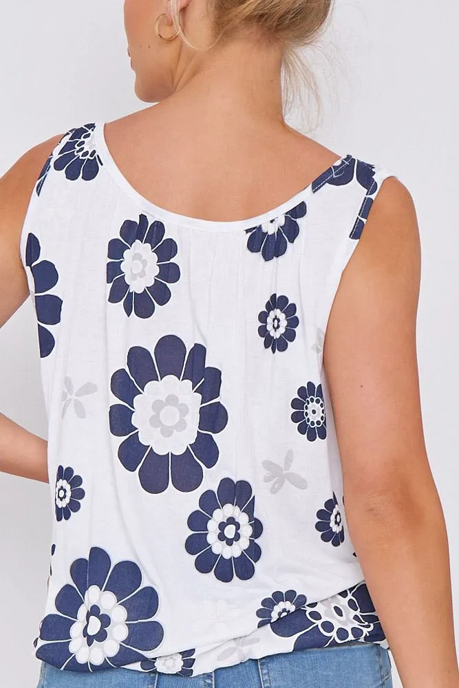 Gerbera Flower Print Elasticated Hem Top