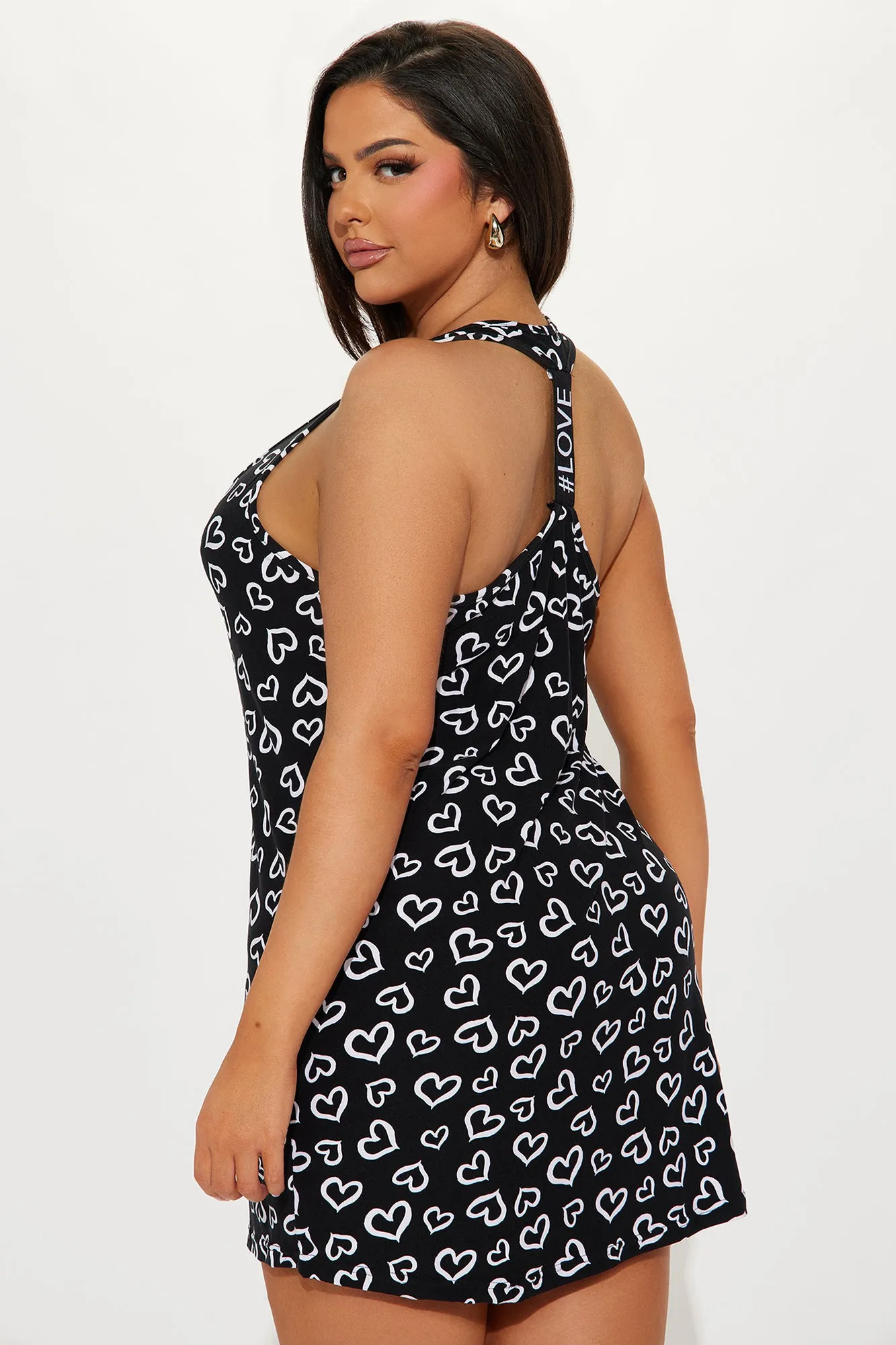 Give You My Heart PJ Sleep Dress - Black/White