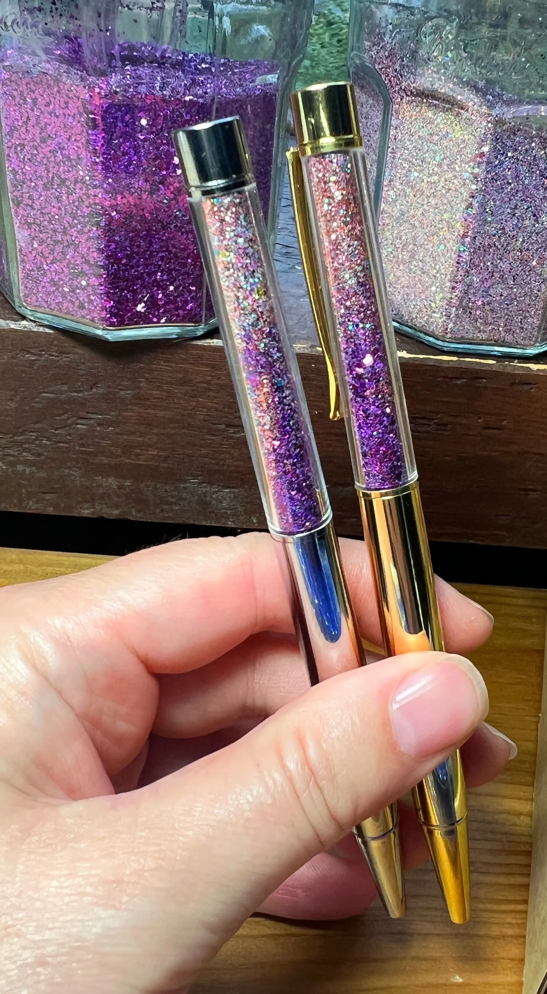 Glitter filled pens original purple and glitternado - Glitter4Good