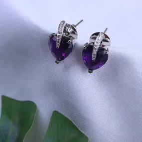 G.Silver Purple Stone Earrings.