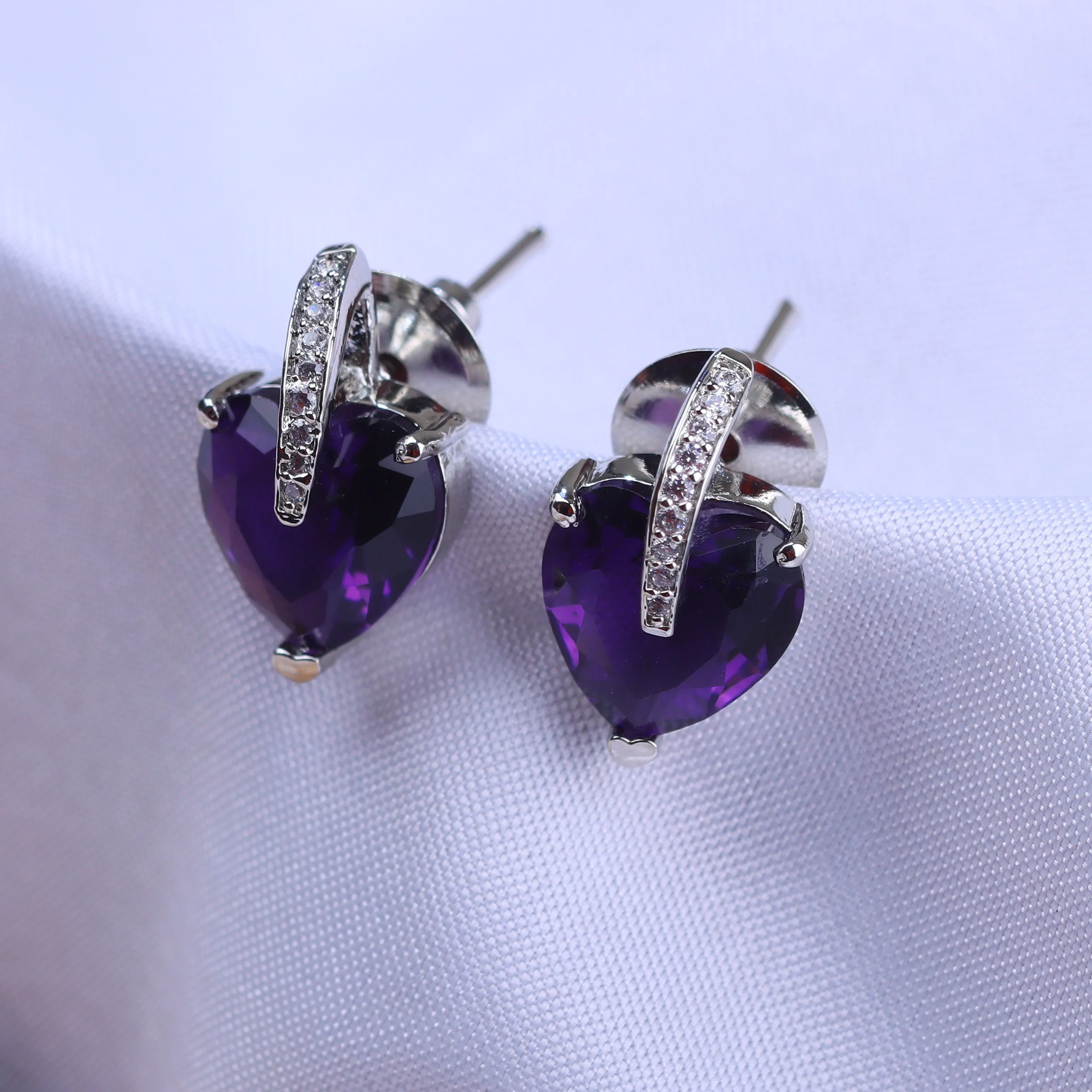 G.Silver Purple Stone Earrings.